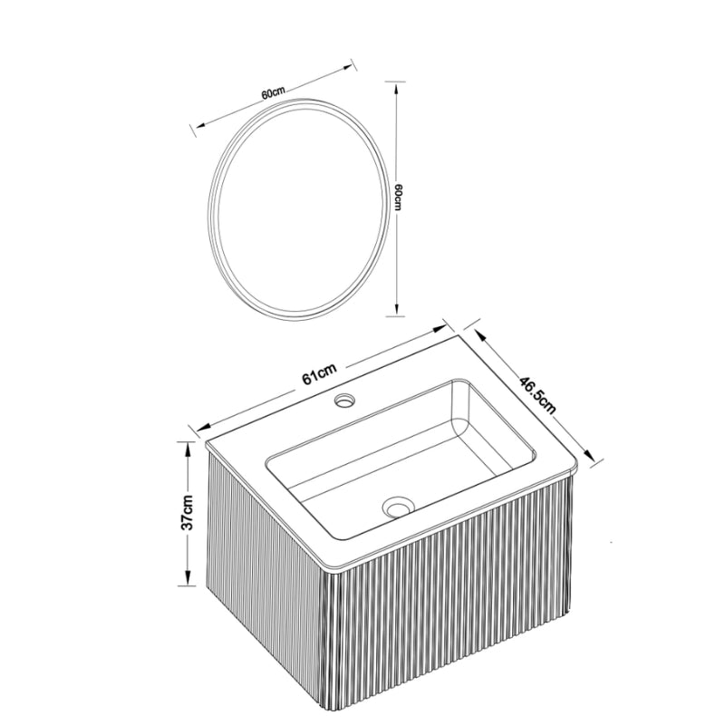 Mobile bagno con specchio LED sospeso con lavabo integrato e antiappannamento per bagno in MDF e solid surface rovere