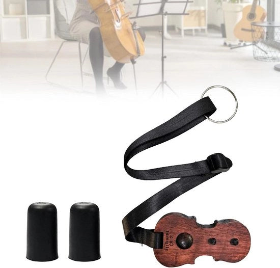 Nastro antiscivolo - Stopper in legno e doppiatore - Cintura in nylon regolabile - 3 fori per musicisti di violoncello.