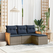Set Divani da Giardino 4 pz con Cuscini Grigio in Polyrattan 3227587