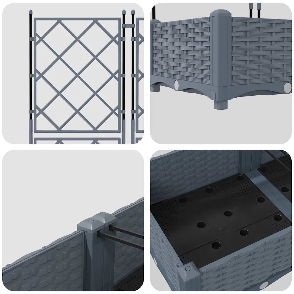 Vaso da giardino 3 pz-Set di 3 Fioriera da Esterno-Contenitore per Piante Grigio Chiaro 120 x 40 x 125,5 cm