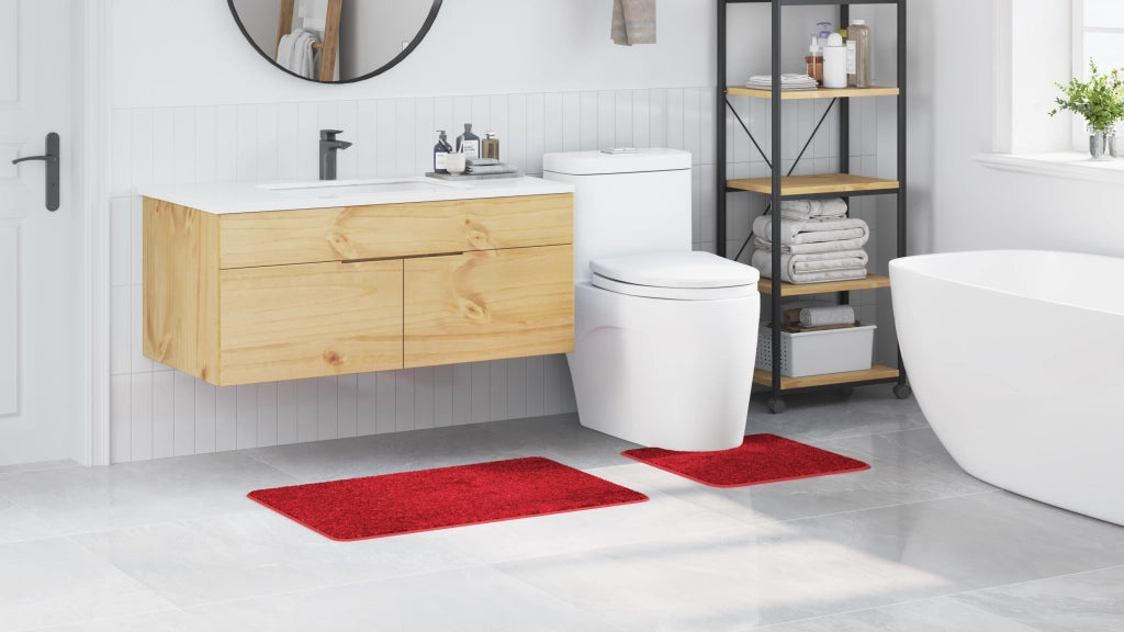 Set di 2 Tappetini da Bagno  Rossi in Polipropilene Antiscivolo
