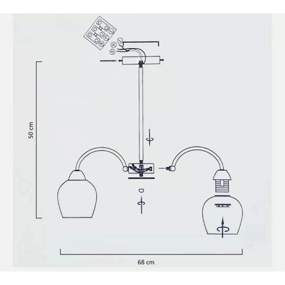 Trade Shop - Lampadario Da Soffitto E27 8 Bracci Moderno Lampada Con Coppe In Vetro Sospesa 00934 -