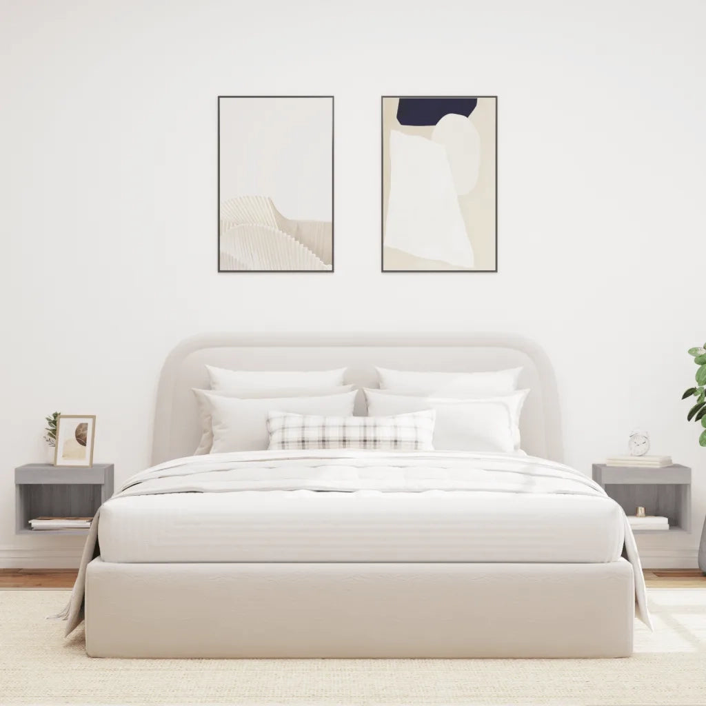 Comodini con Luci LED a Parete 2pz-Set di 2 Tavolino da notte Grigio Sonoma