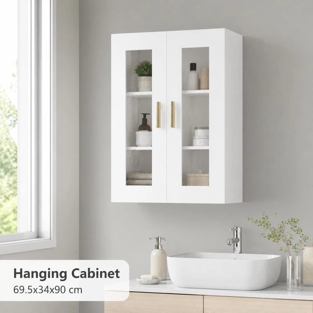 Wall Cabinet, White, 69.5x34x90 Cm
