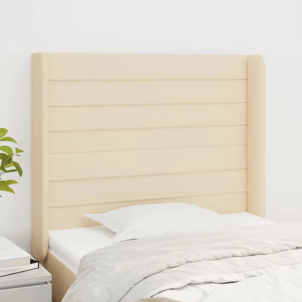 Testiera | Testata ad Orecchio Crema 103x16x118/128 cm in Tessuto
