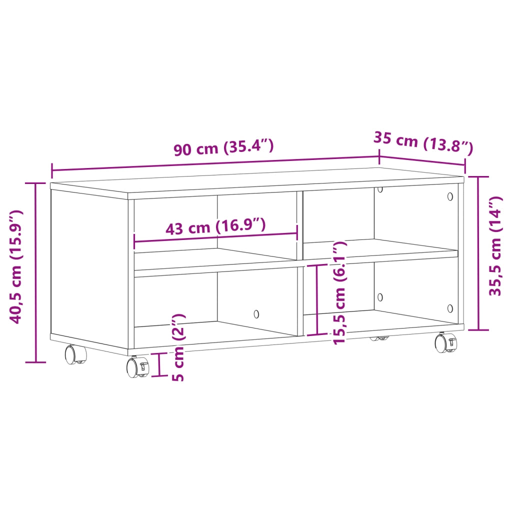 Mobile TV  in Legno Massello 90x35x35 cm