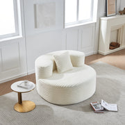Fauteuil pouf in velluto a coste senza montaggio con cuscino, facile da pulire per salotto e camera beige