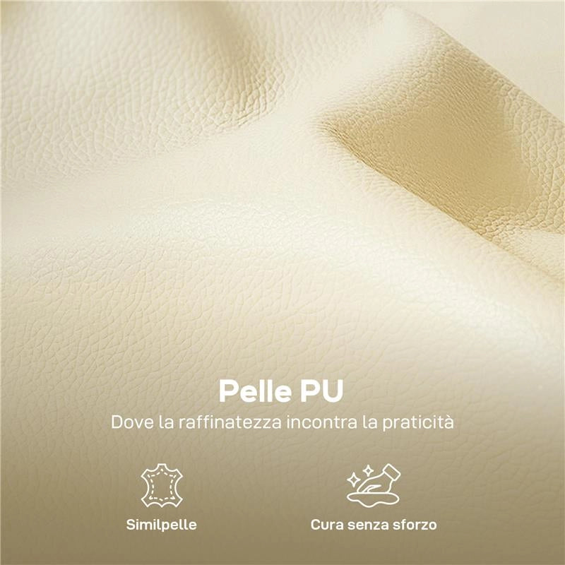 POLTRONA DA SALOTTO MODERNA CON IMBOTTITURA SPESSA, TASCA LATERALE E RIVESTIMENTO IN FINTA PELLE, BEIGE