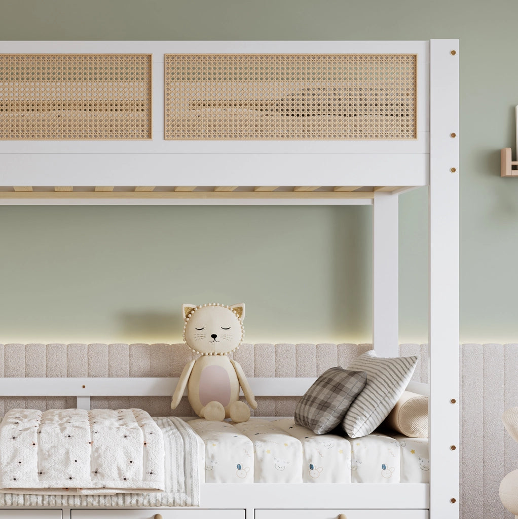 Letto a castello per bambini 90x200 cm con 3 cassetti