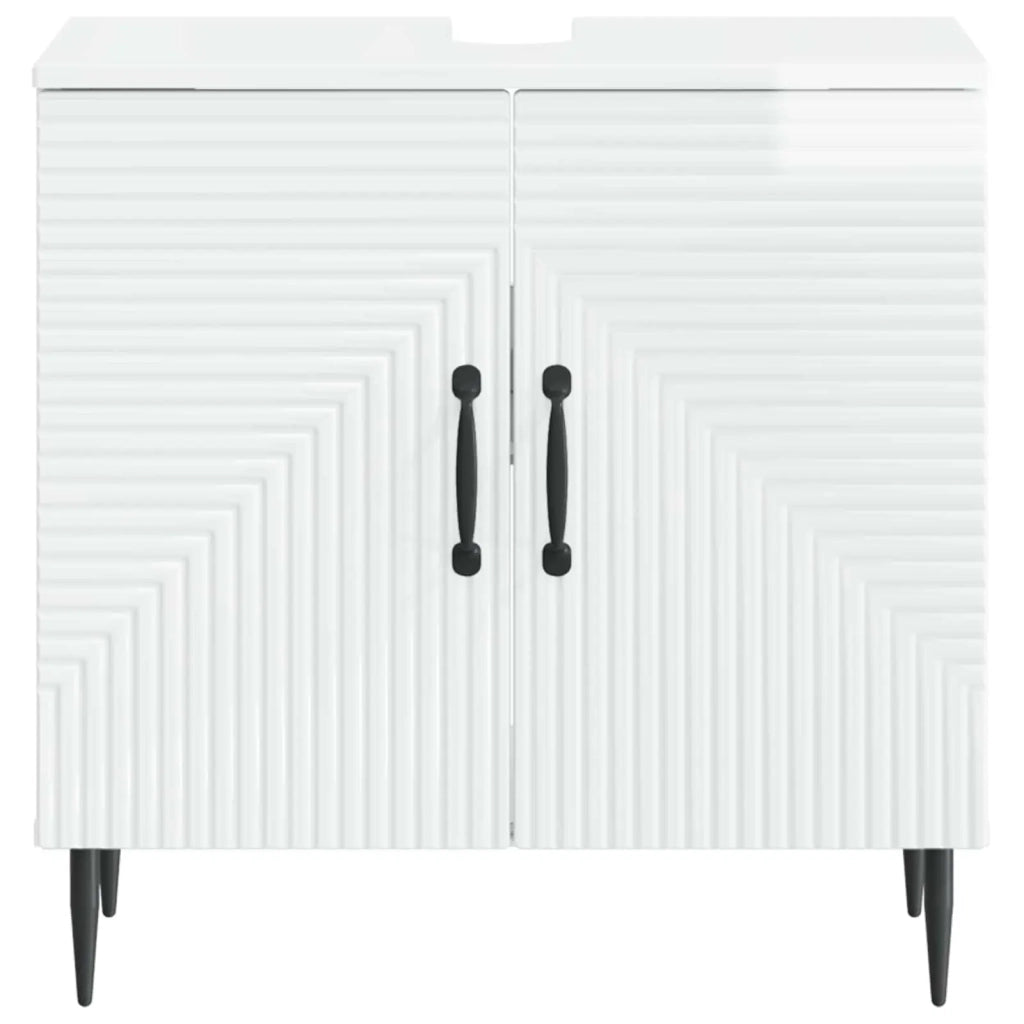 Armadio per Lavabo da Bagno HAARLEM Bianco Lucido 896789