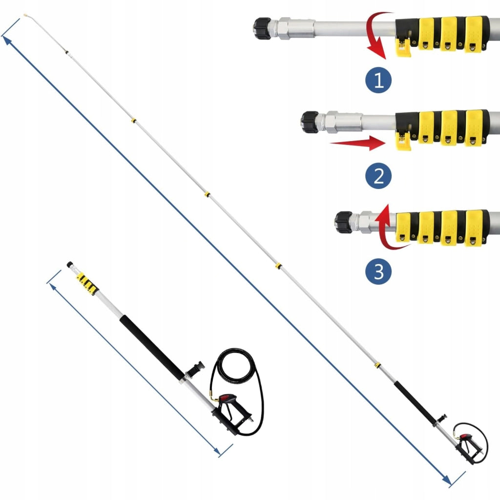 Lancia Telescopica PowerReach ProMax 6.3m – 4000 PSI, 7 Ugelli | Alluminio Leggero, Compatibile con Idropulitrici