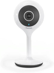 WiFi camera 1080p (Full HD), app, motion sensor, visione notturna, da interno, compatibile con Amazon e Google, bianco
