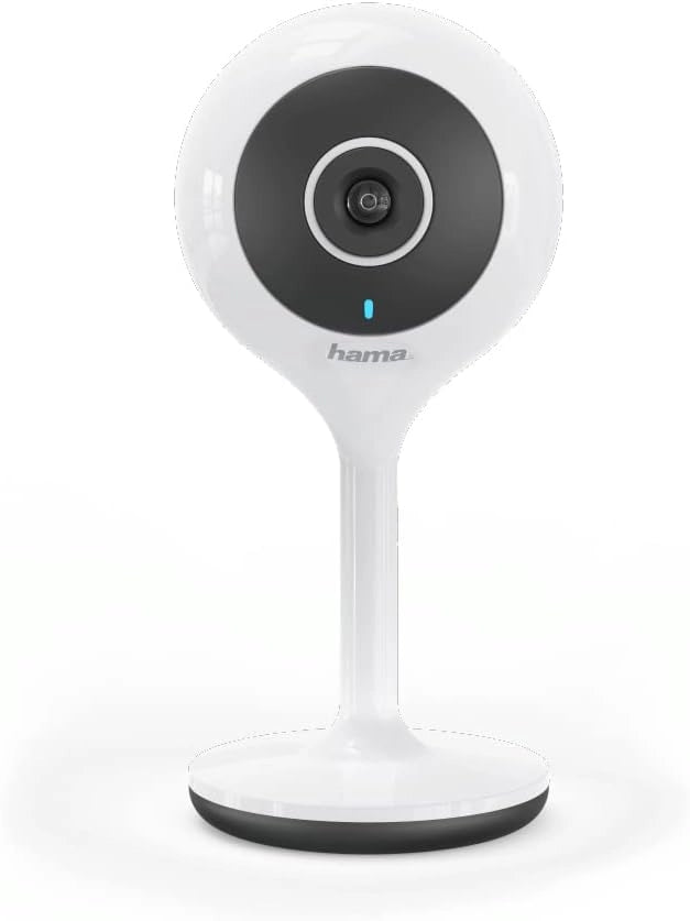 WiFi camera 1080p (Full HD), app, motion sensor, visione notturna, da interno, compatibile con Amazon e Google, bianco