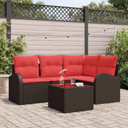 Set Divano da Giardino 5 pcs Marrone polyrattan