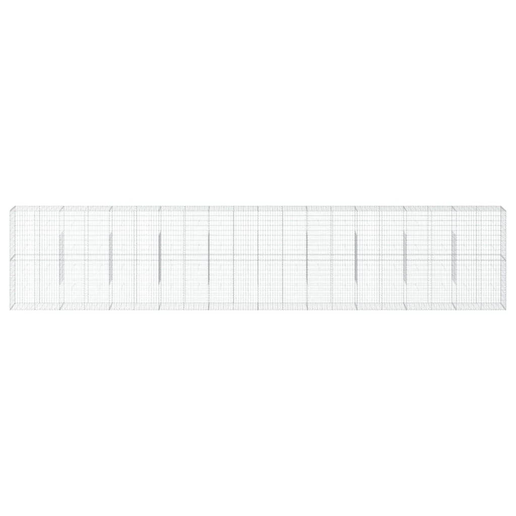 Gabbione recinto a gabbia muro di contenimento con coperchio 1000 x 50 x 200 cm ferro zincato argento 02_0040117