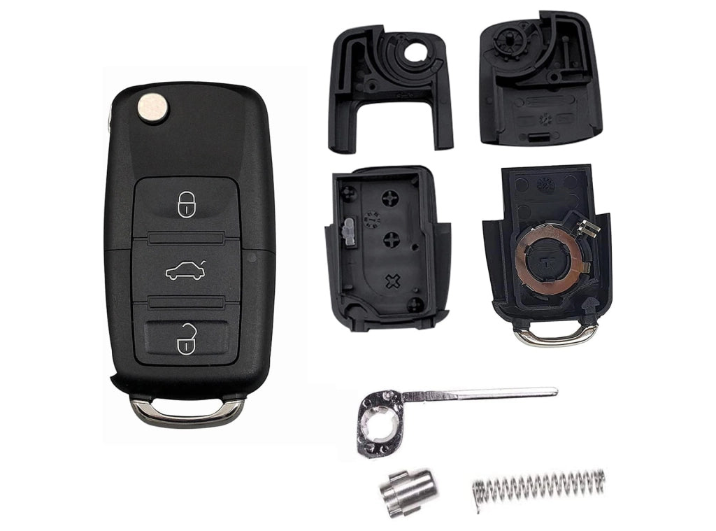 Guscio Chiavi Compatibile Polo Golf Passat Bora Beetle Leon Jetta Touran Sharan - Chiave di Ricambio Smart Fob a 5 Pulsanti 3 Pulsanti con Lama Vergine Non Tagliata