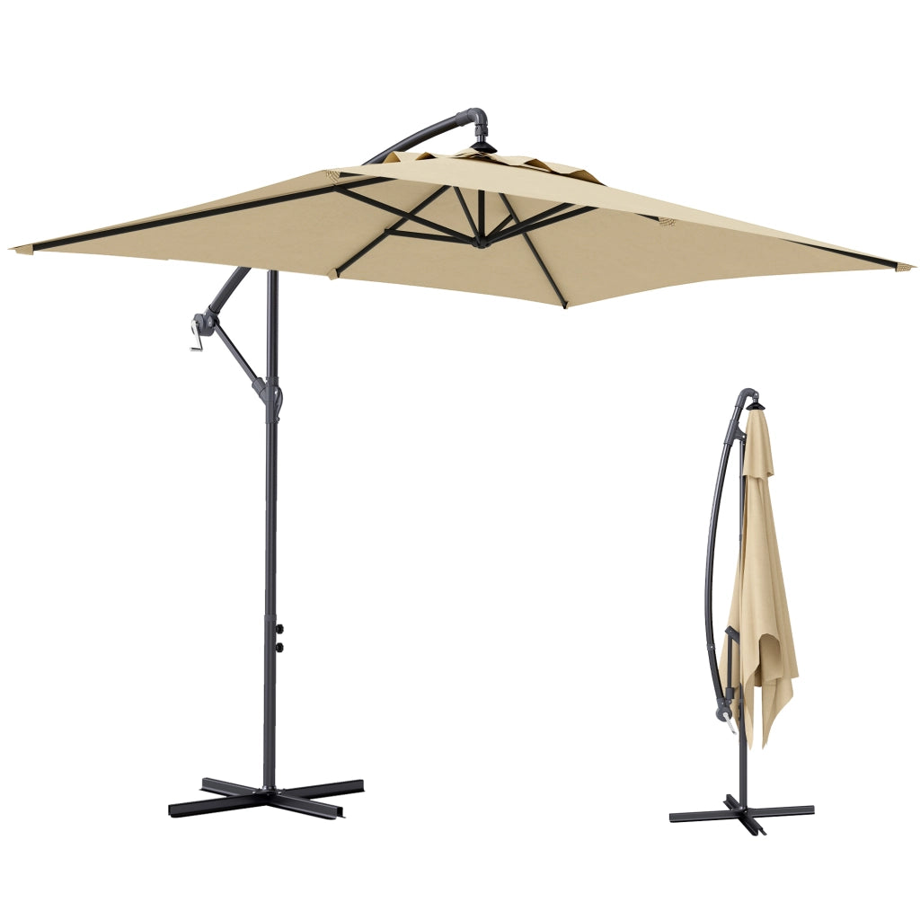 Ombrellone da Giardino con Base a Croce ¨C Zephmum ¨C 294x193 cm, Beige