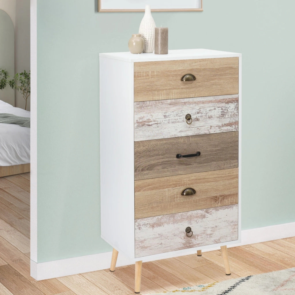 IDMarket - BAHIA Cassettone a 5 cassetti da 60 cm Scandinavo
