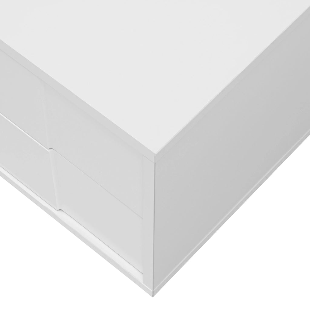 Mobile TV 170x30x30.5 cm con 3 ante e 2 cassetti; installazione a parete o a terra; MDF e pannelli di particelle bianco