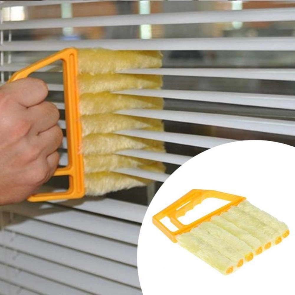 Trade Shop - Spazzola Per Pulizia Persiane 7 Lamelle In Microfibra Lavabile Per Tende Condizionatori -