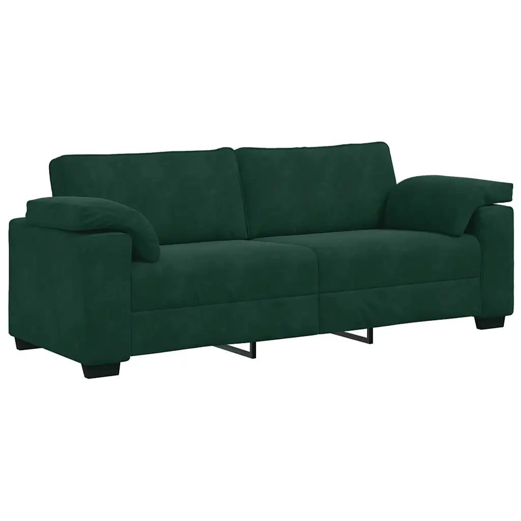 vidaXL Set di Divani 3 pz con Cuscini Verde scuro in Velluto