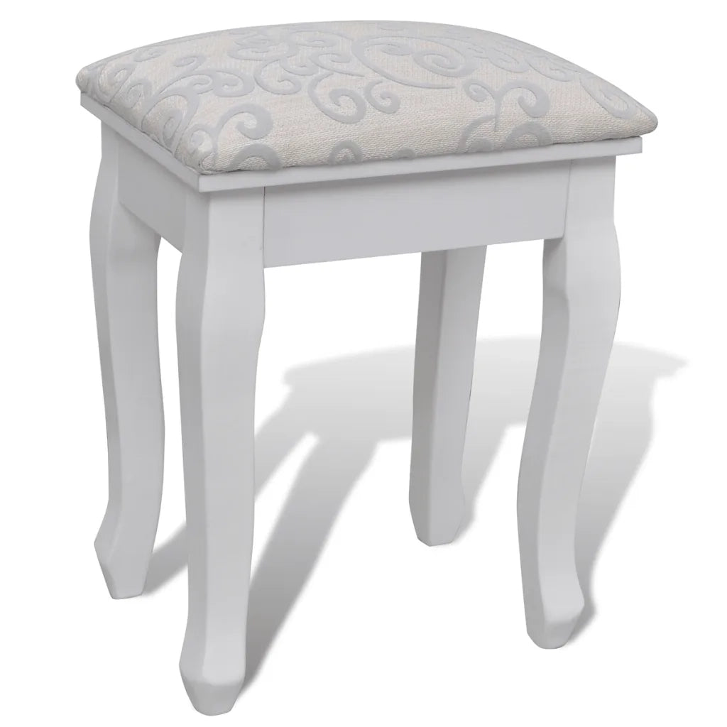 Tavolo da Trucco con Specchio e Sgabello 7 Cassetti Bianco 241002