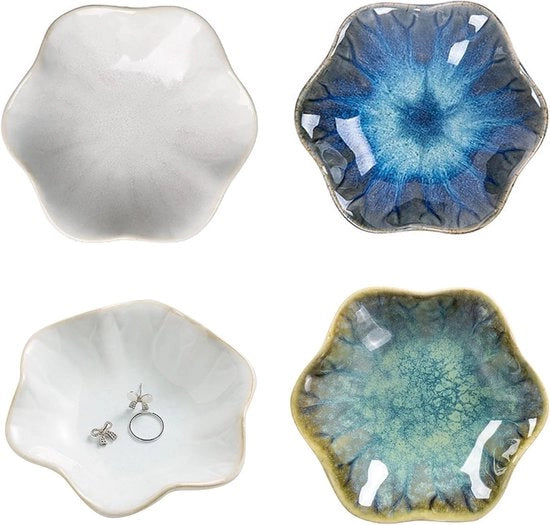 Set di 3 Ciotoline Ceramici, Piatti Decorativi per Anelli, Orecchini e Collane, Spazio Estetico per l'Ordinamento dei Gioielli
