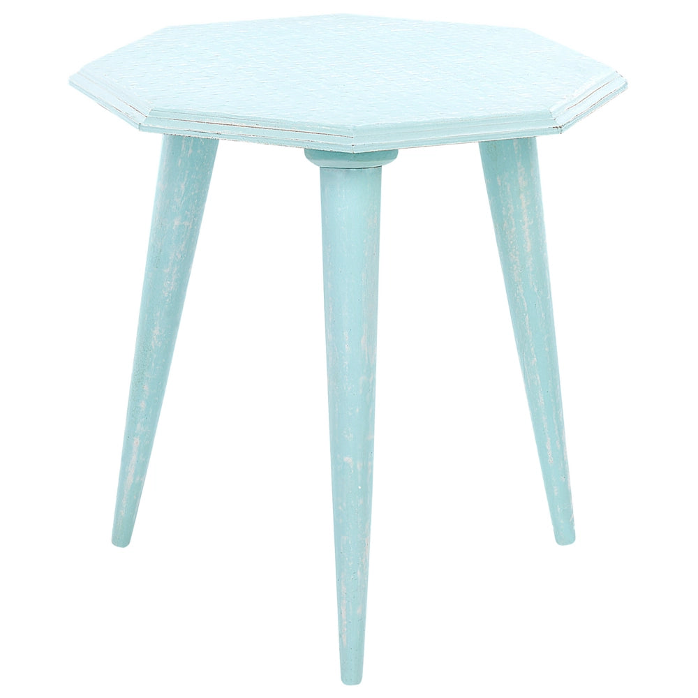 Set di 2 tavolini da caffè in legno di mango di colore azzurro stile classico retrò soggiorno salotto