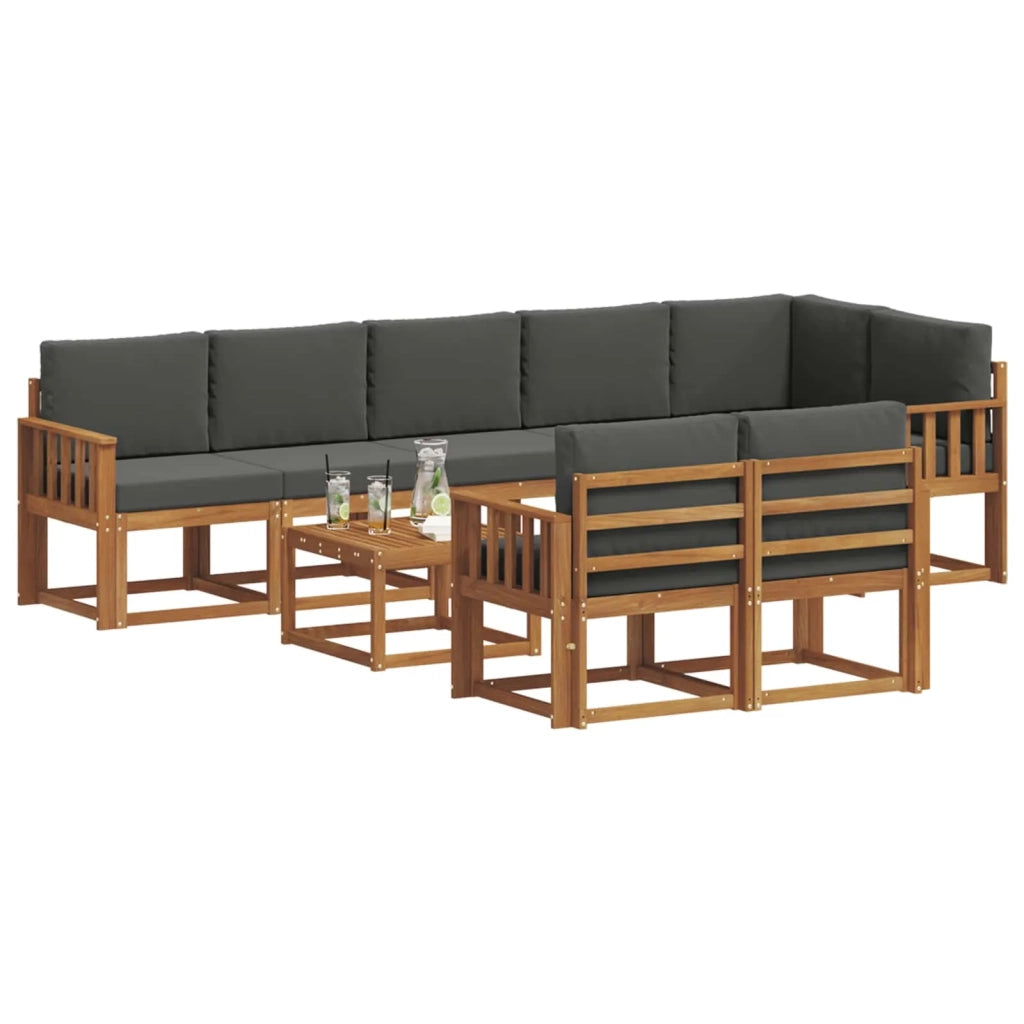Set di divani da esterno con cuscino 9 pcs Naturale e Antracite