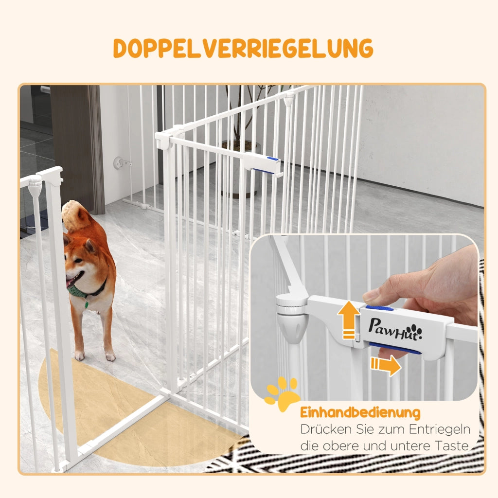 Recinto per cani 8 pannelli con porta ¨C zephmum ¨C bianco metallo 90 cm