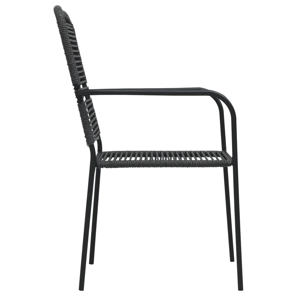 Set da Pranzo da Esterni 9 pz in Corda di Cotone e Acciaio Nero 3058280