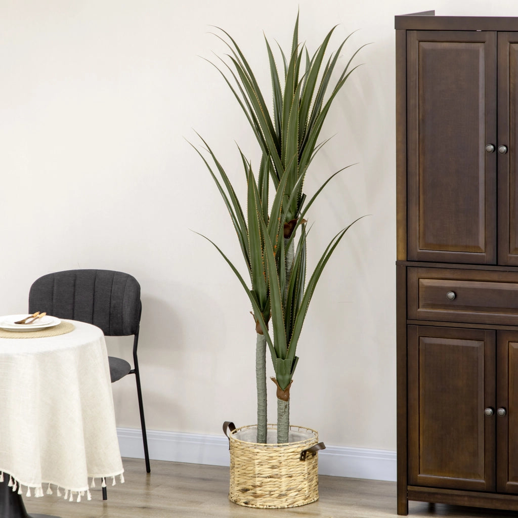 Pianta Artificiale di Yucca da 190 cm con 39 Foglie in Vaso Contenitore di PEVA e Cemento