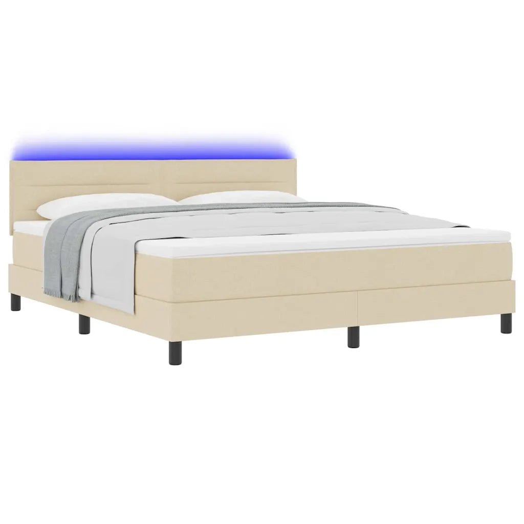Letto a molle con materasso con led Crema 180 x 200 cm Tessuto 3342154