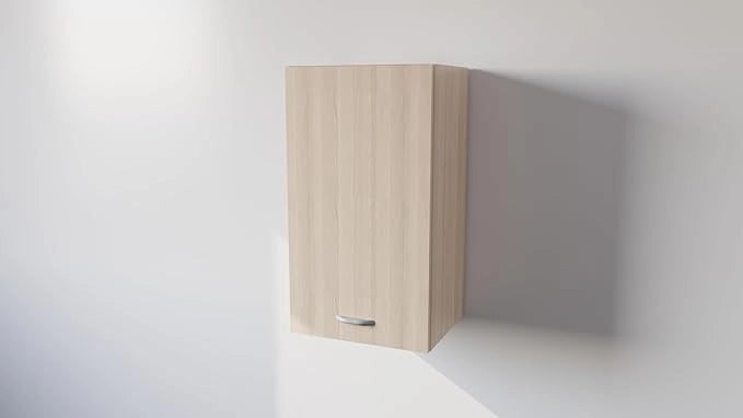 Pensile Cucina in Legno Nobilitato Rovere Mobile Alto con 1 Anta, Pensile Componibile Moderno Made in Italy (H60XL60XP32cm)
