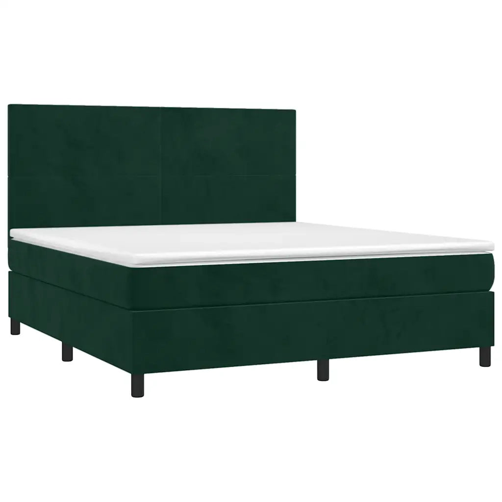 Giroletto a Molle con Materasso Verde Scuro 160x200 cm Velluto 3142914