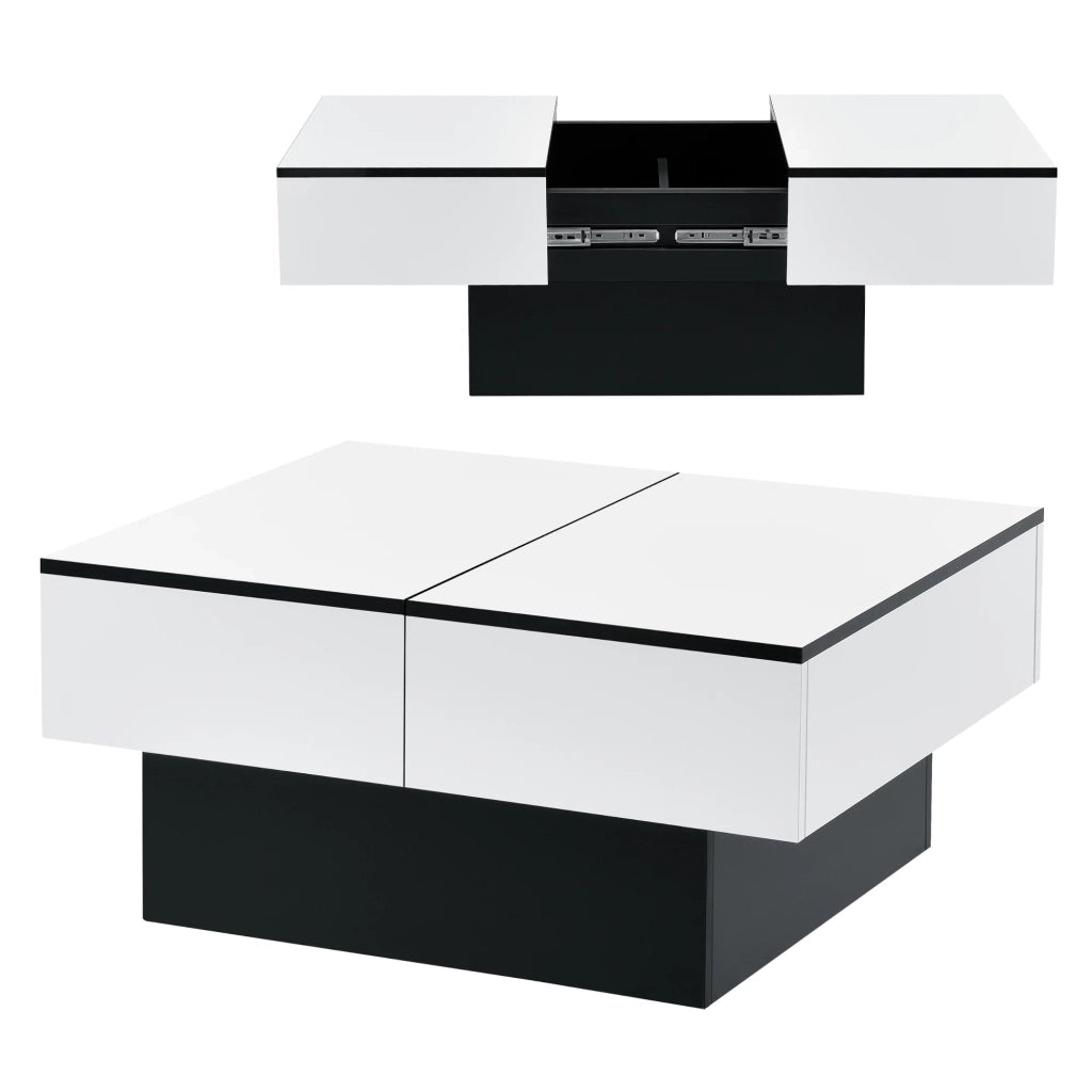 Tavolino con contenitore pannello di particelle 80 cm bianco e nero 03_0006150