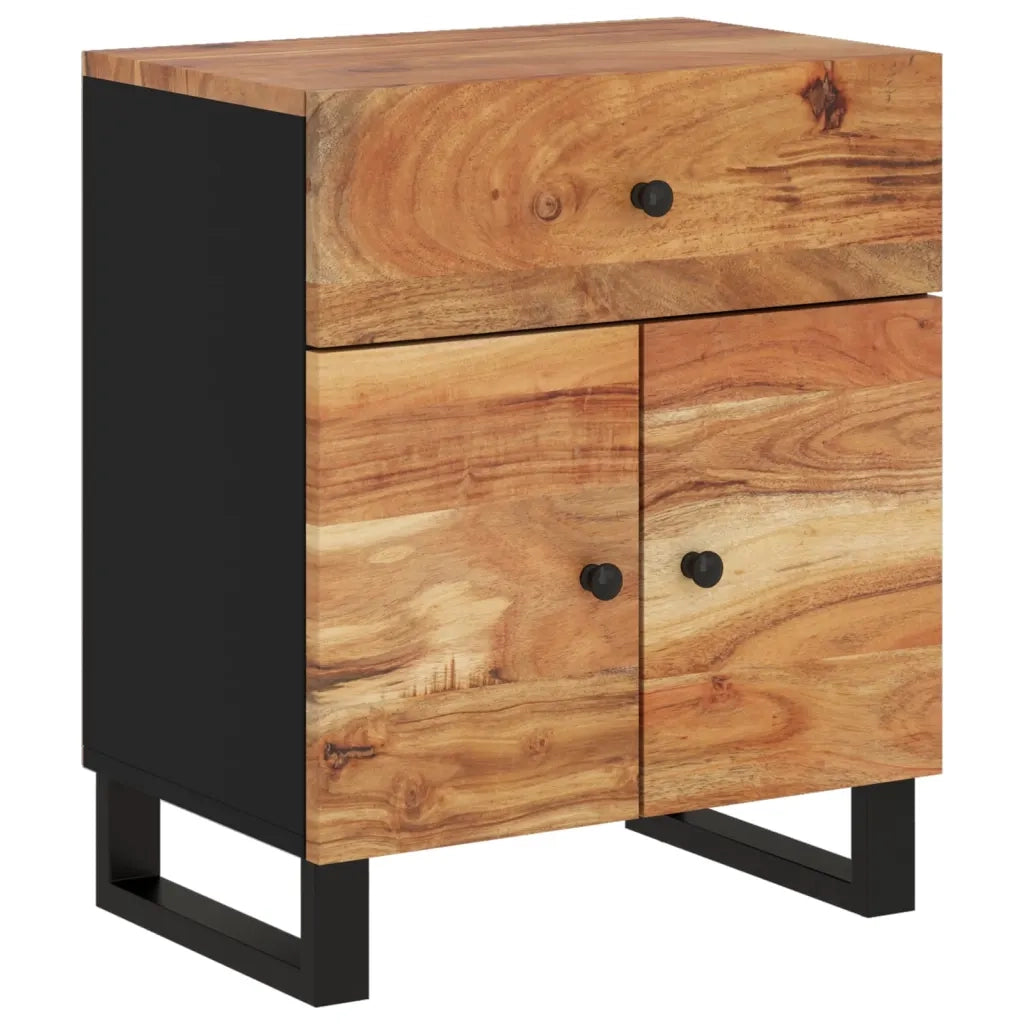 Comodino 50x33x60 cm Legno Massello Acacia e Legno Multistrato cod mxl 30289