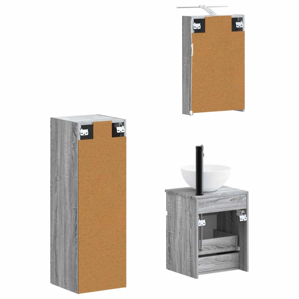 Set di mobili per il bagno 4 pcs Sonoma grigio 3407460