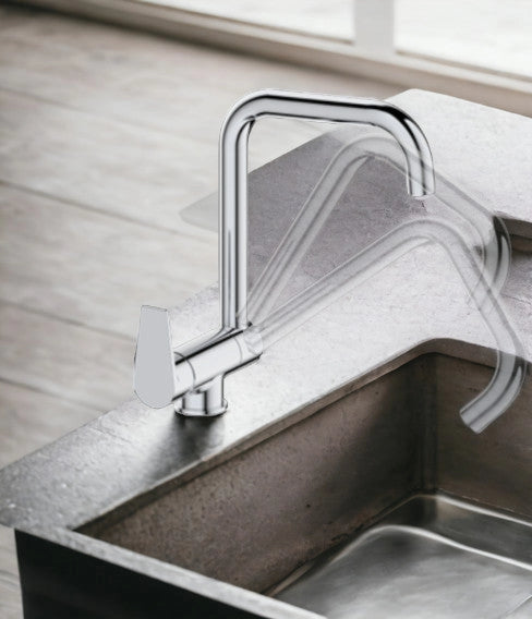 Miscelatore per cucina sottofinestra abbattibile