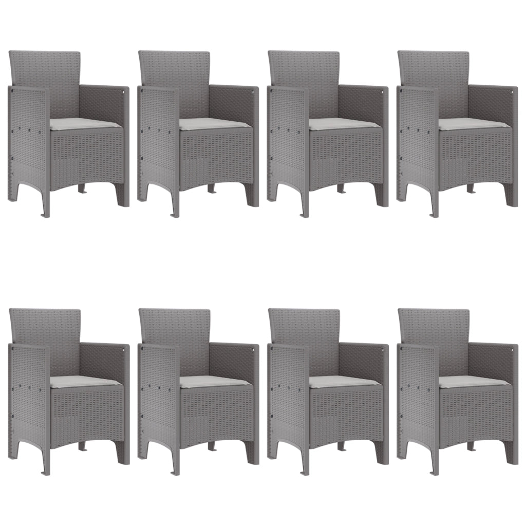 Set da Pranzo Giardino 9 Pezzi con Cuscini Grigio Chiaro in Polyrattan
