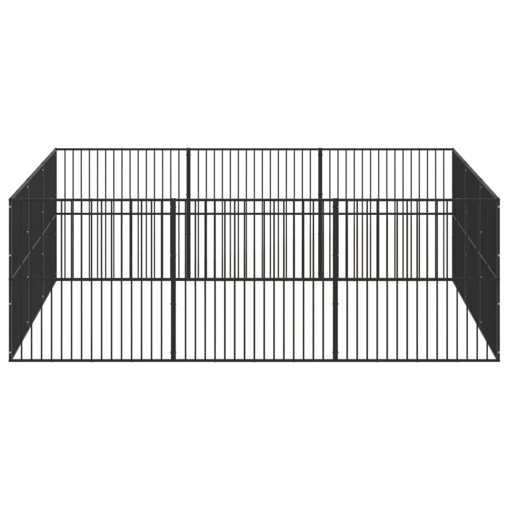 Box per Cani 12 Pannelli Nero Acciaio Zincato