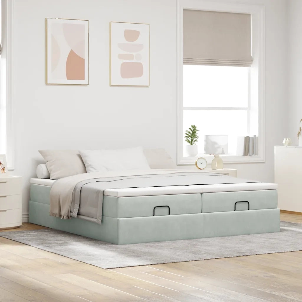 Struttura Letto Pouf con Materassi 180x200 cm Velluto 3311261