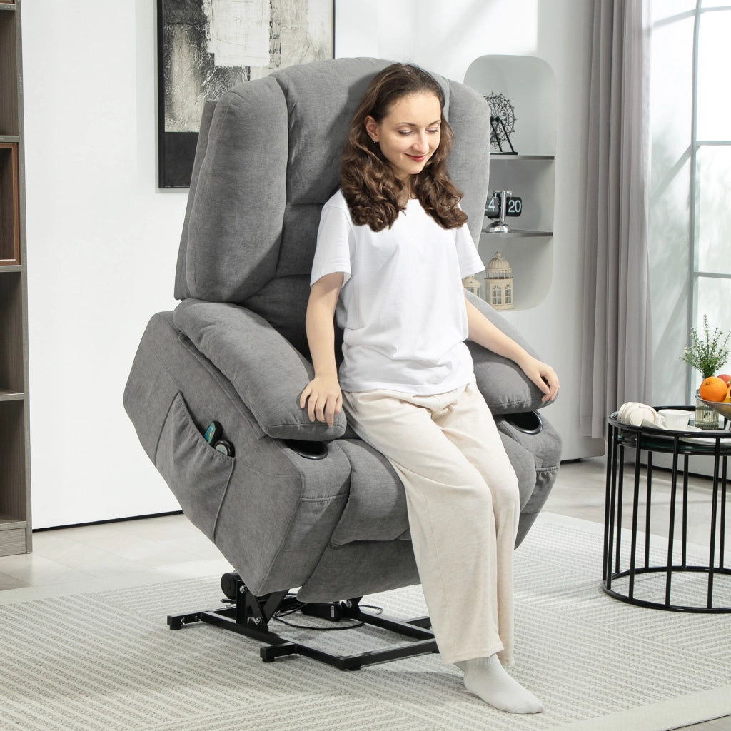 POLTRONA Alzapersona Elettrica Relax 97x90x102 cm Poliestere Grigio Scuro