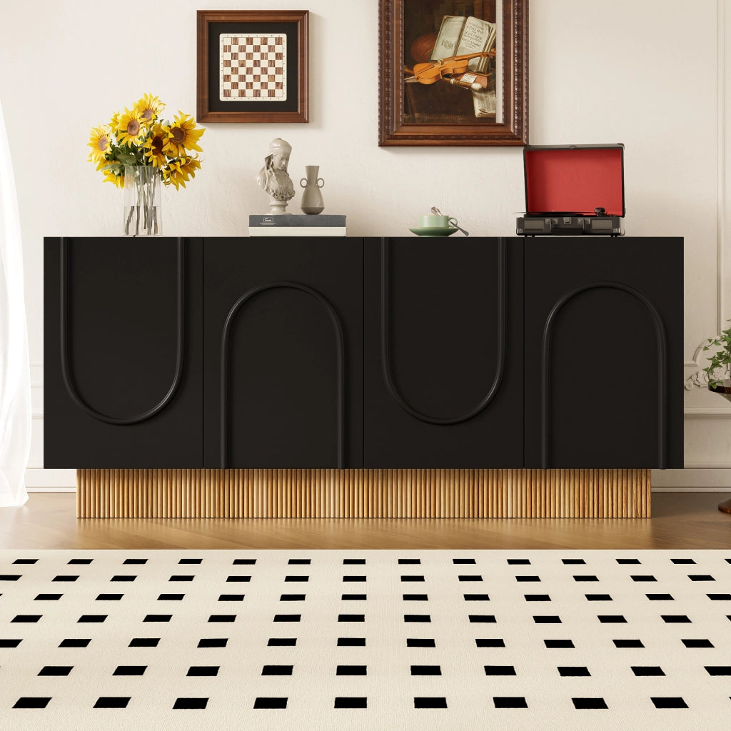 Credenza Moderna 4 Ante ¨C Xylo ¨C Legno, Ripiani, Soggiorno, 160x75x38