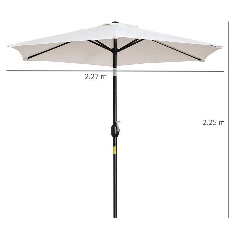 OMBRELLONE DA GIARDINO INCLINABILE PALO IN METALLO BIANCO CREMA