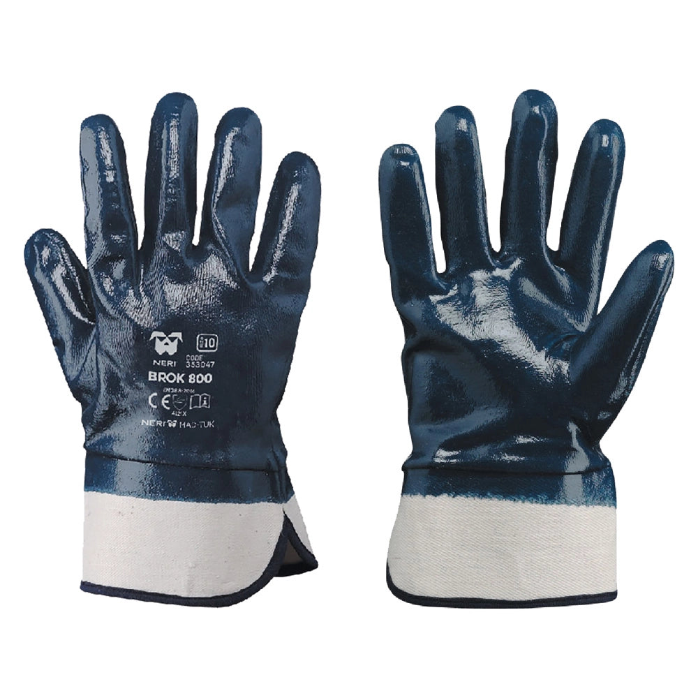 GUANTI NBR MANICHETTA TELA 'BROK 800' Tg. 10 (XL)- 12 coppia  - NERI