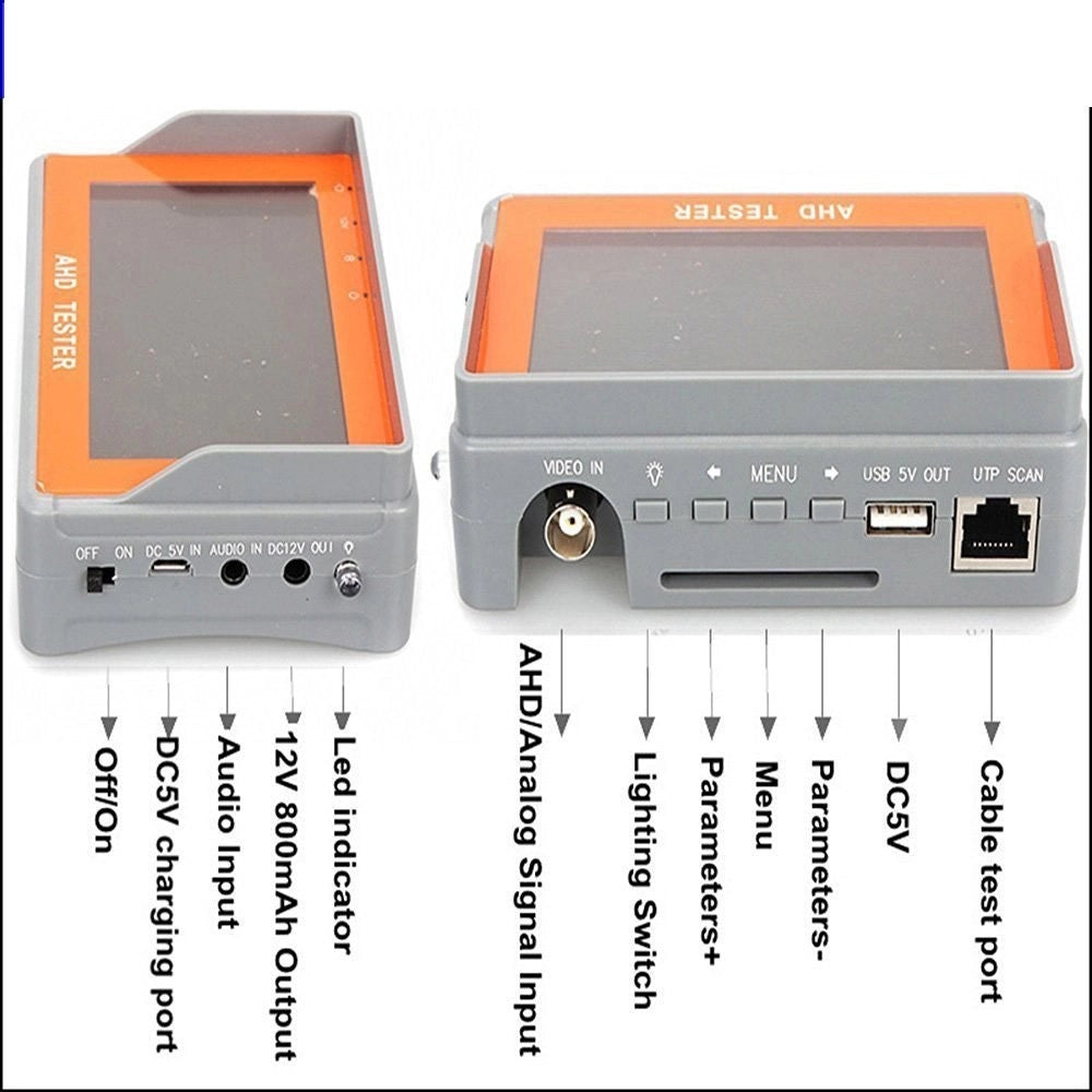 Trade Shop - Tester Monitor Tft 4,3" Telecamere Ahd Da Polso Batteria Interna Uscita 12v Utp -