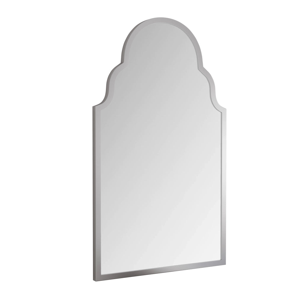 Specchio semplice rettangolare da parete in vetro con cornice in ferro per bagno soggiorno argento 61 × 101 cm