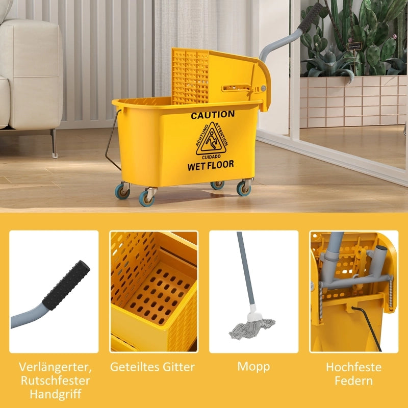 Carrello per la pulizia 20L, carrello per la pulizia con pressa e set per spazzare, secchio incl. mocio, rullo
