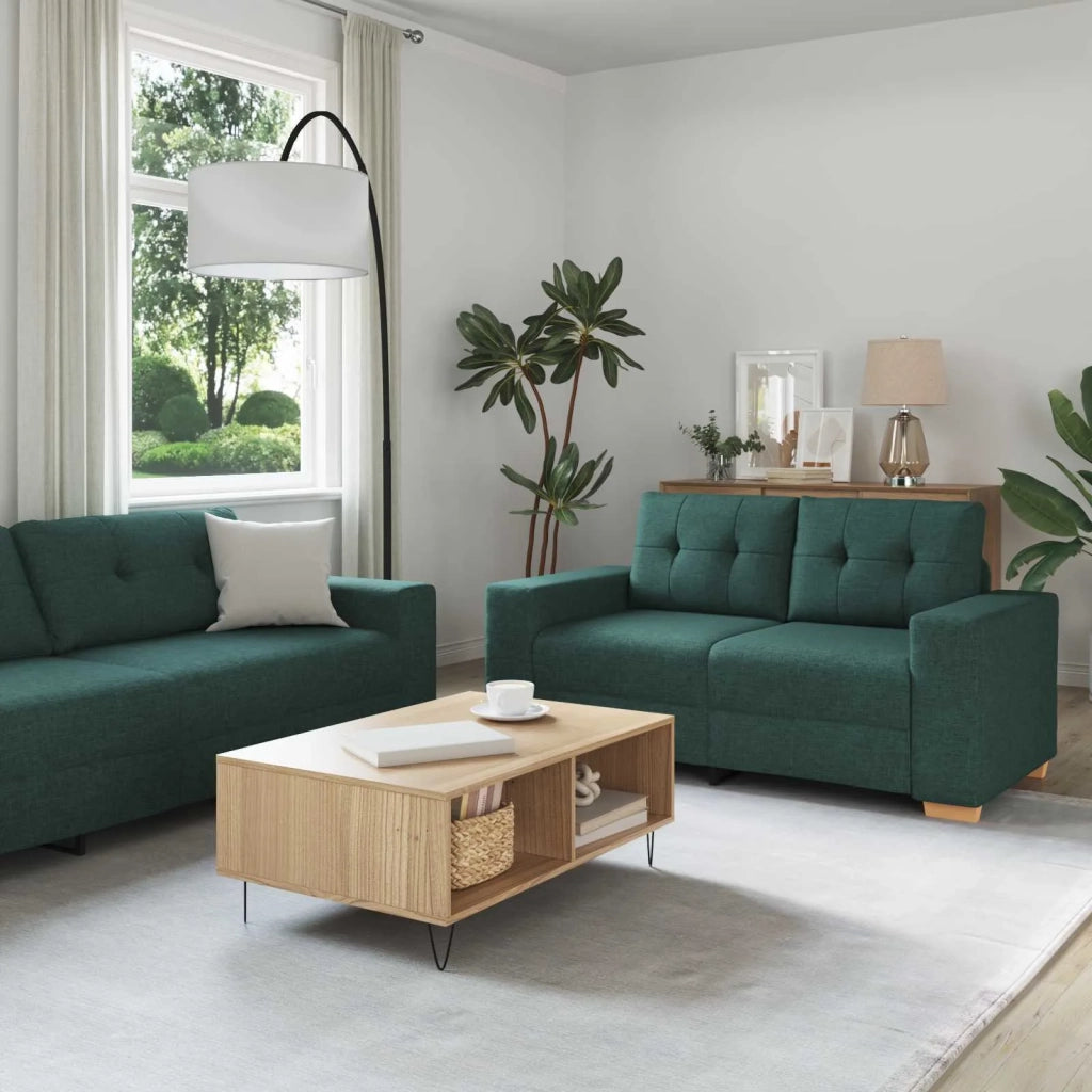 Divano 2 pcs Verde Tessuto misto lino 3324715